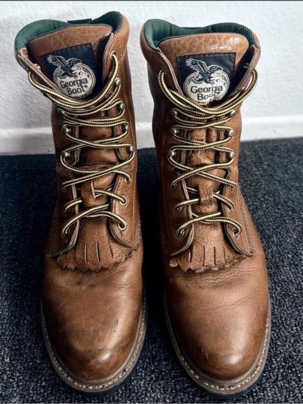 Georgia Boot Brown Leather Lace-Up Work Boots